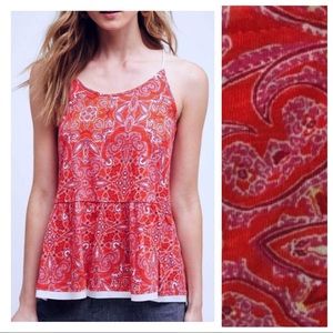 ANTHRO “Nuria” Red Swing Tank Meadow Rue XL